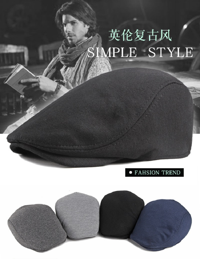 Newsboy Cap Ivy - 남성용 양모 혼방 뉴스보이 플랫 캡,