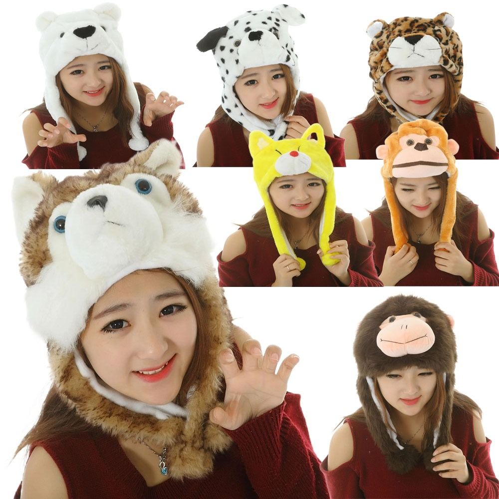 Winter Trapper Hat - 만화 봉제 움직이는 모자, 동물 트래퍼