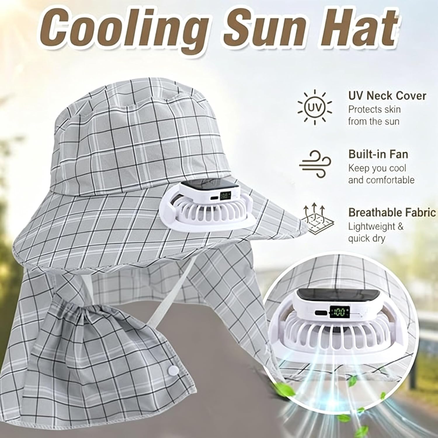 1PC 태양광 넥 가드 팬 모자 USB 충전식 팬 모자 - Visor Sun Hat 리뷰 및 가격