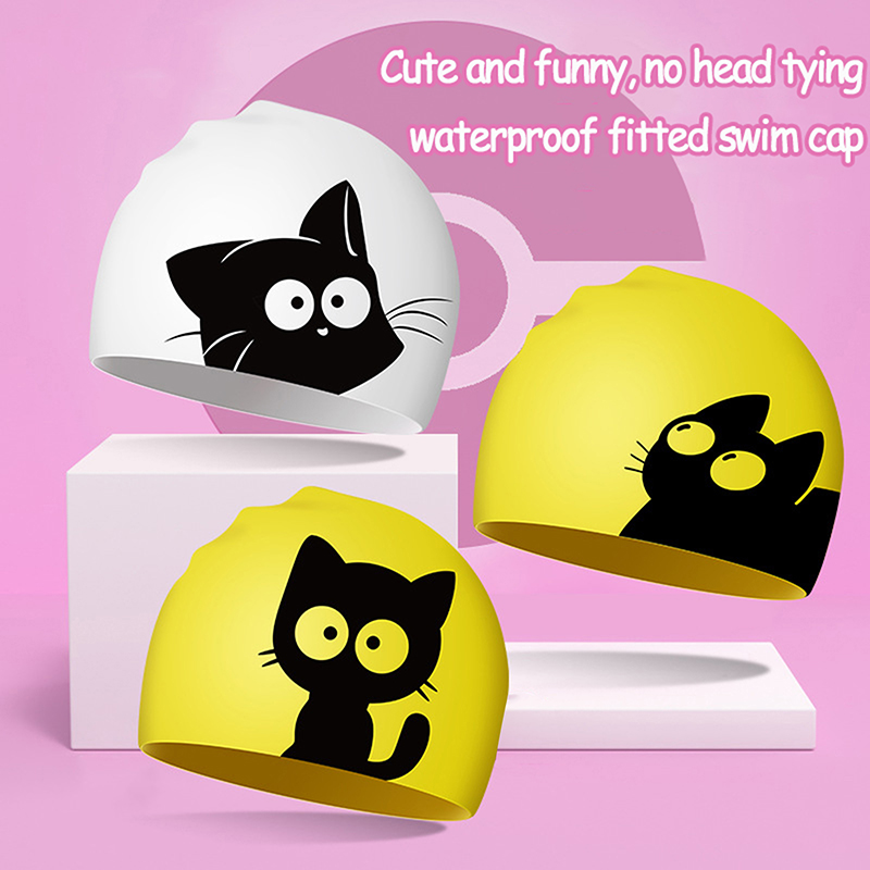긴 머리 귀를위한 귀여운 고양이 수영 모자 어린이를 보 - Swim Hat Silicone 리뷰 및 가격