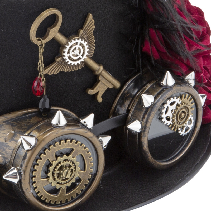 Y166 빈티지 Steampunk 모자 탑 모자 고글  - Fedora Hat Wool 리뷰 및 가격