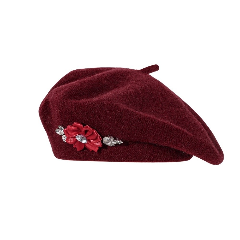 빈티지 솔리드 컬러 울 베레모 크리스탈 장식 소프트 프 - Beret French Wool 리뷰 및 가격