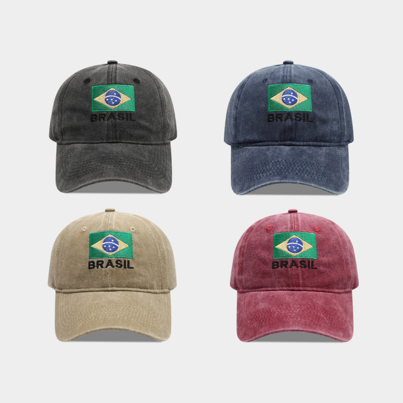 빈티지 브라질 국기 BRASIL 자수 워싱 코튼 야구  - Dad Hat Cotton 리뷰 및 가격